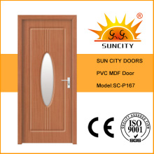 Puerta interior de PVC MDF con diseño de vidrio (SC-P167)